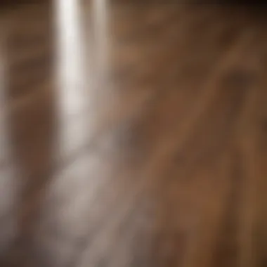 Close-up of polished wood floor reflecting light