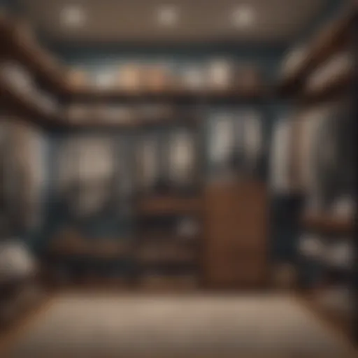 An organized closet with neatly arranged clothes and accessories