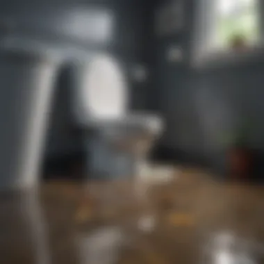 An overflowing toilet with water and debris