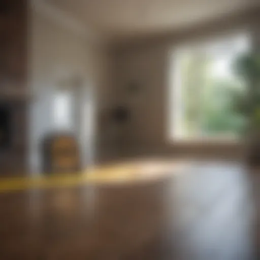 Measuring a room with a tape measure