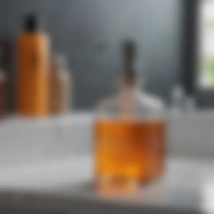 Close-up of chemical compositions found in bathroom block removers