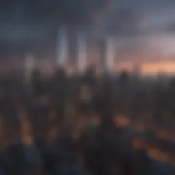 Overview of New York City skyline with financial district