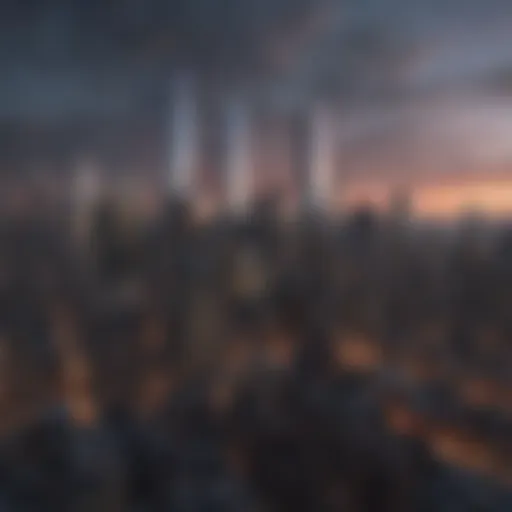 Overview of New York City skyline with financial district
