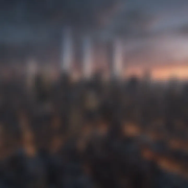 Overview of New York City skyline with financial district