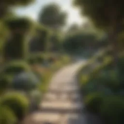 Beautifully landscaped garden with varied plants and pathways