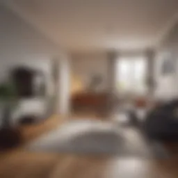 Spacious interior of a one bedroom apartment showcasing smart layout design