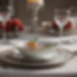 Elegant formal place setting with fine china and crystal glassware