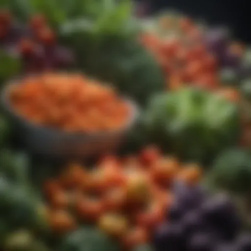 A vibrant selection of container-grown vegetables showcasing diverse colors and shapes.