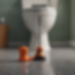 Clogged toilet with a plunger beside it