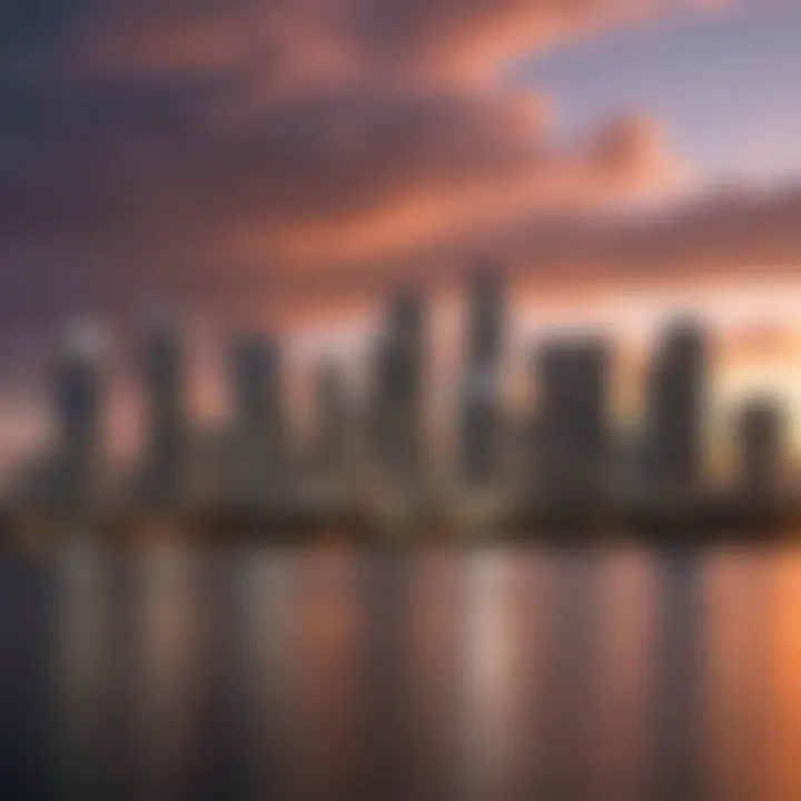 A scenic view of Miami's skyline at sunset